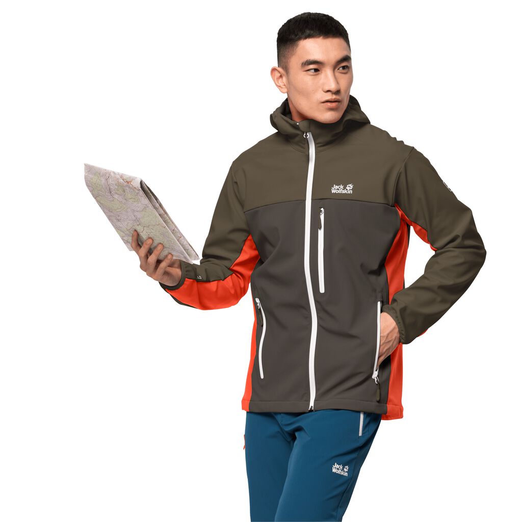 Jack Wolfskin EAGLE PEAK Férfi Softshell Kabát Szürke Barna - ZYQUJG-127